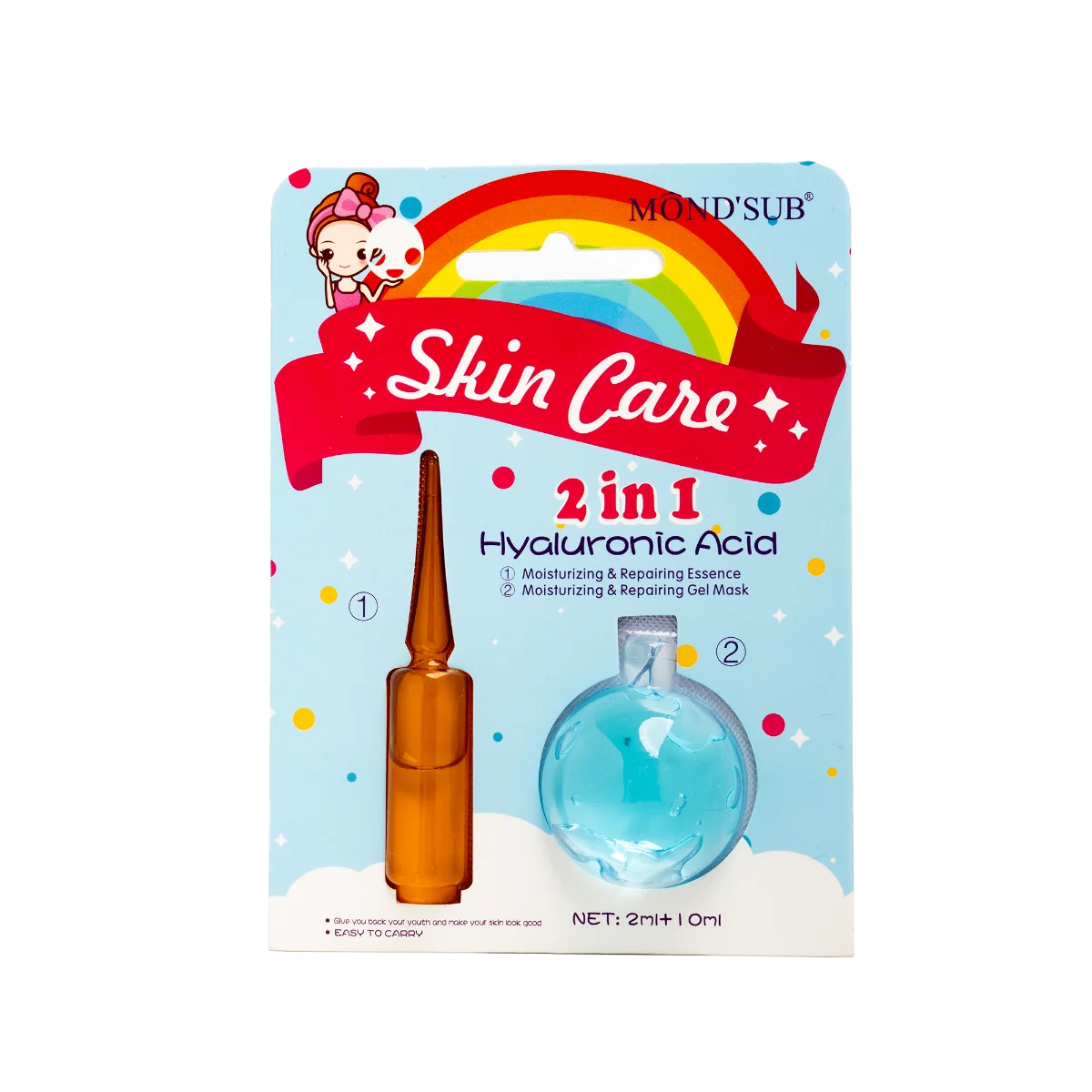 Set masca cu acid hialuronic si lotiune reparatoare, 12ml, Mondsub