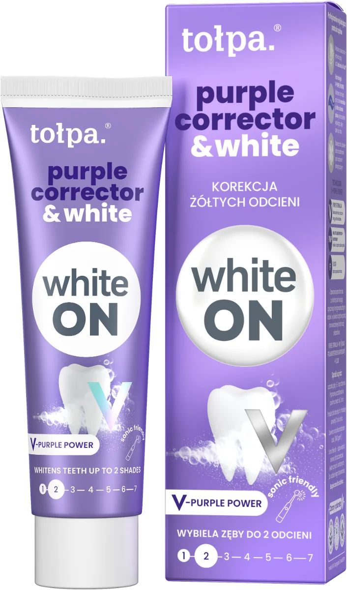 Pasta de dinti White ON Purple Corrector & White, 75ml, Tolpa