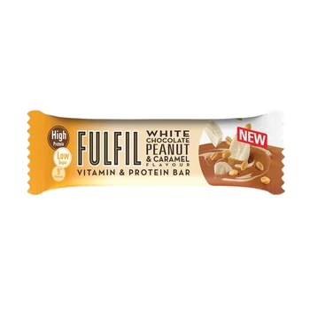 Baton proteic cu ciocolata alba, arahide si caramel, 55g, Fulfil Nutrition