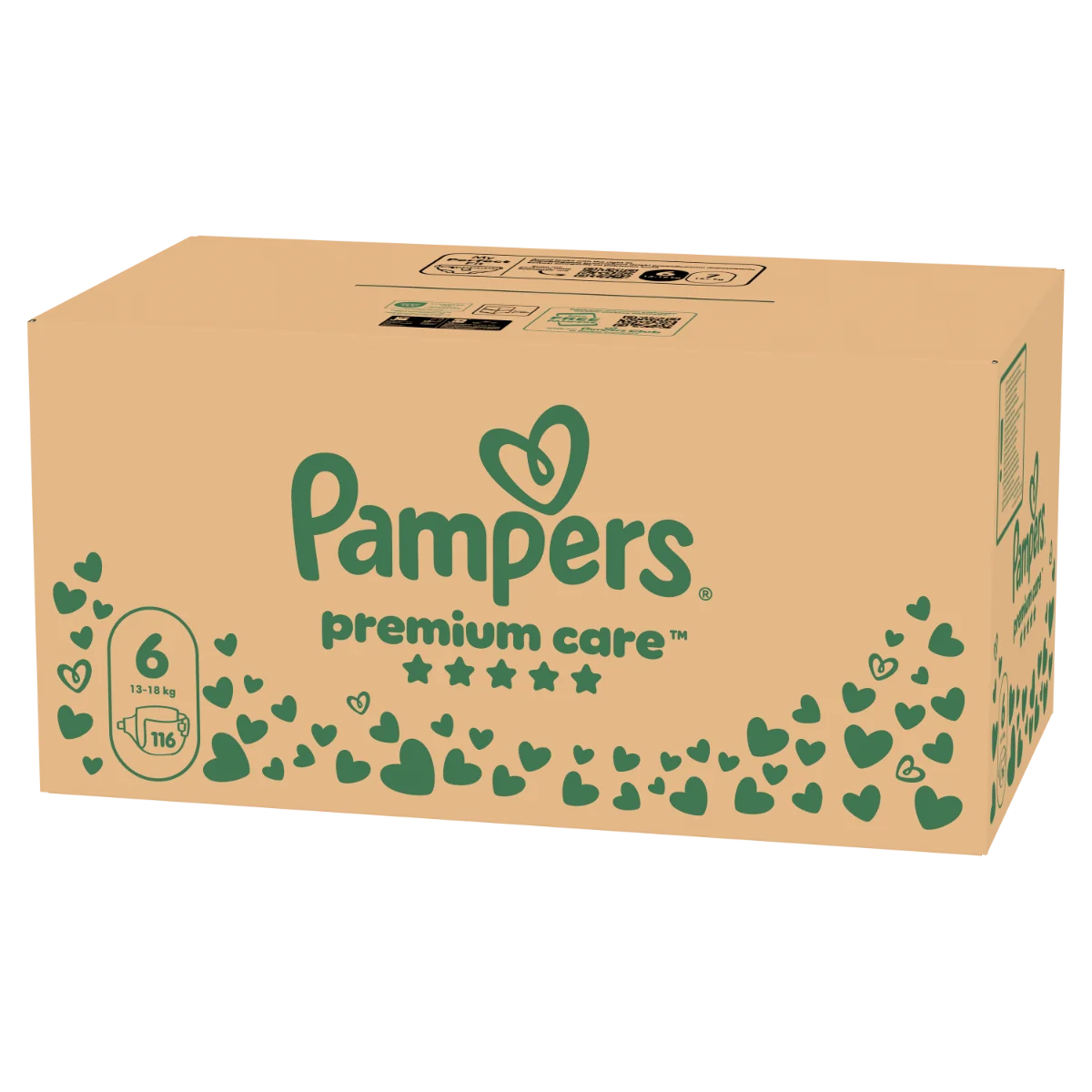 Scutece Premium Care Marimea 6 pentru 13-18 kg, 116 bucati, Pampers