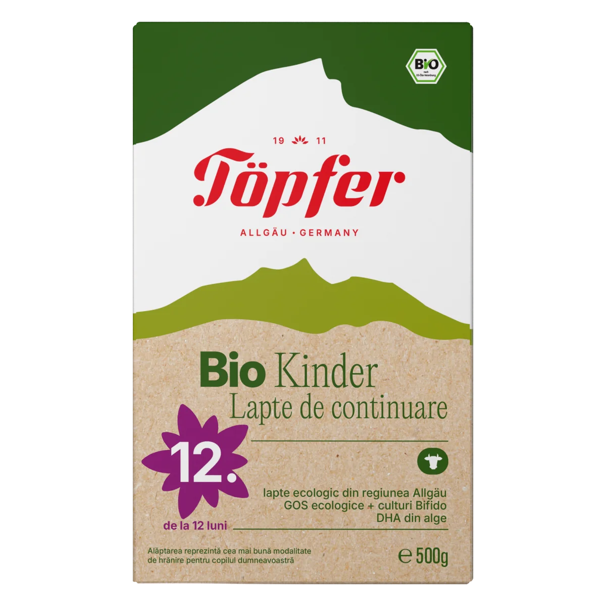 Lapte praf Bio Kinder Organic de la 12 luni, 500g, Topfer