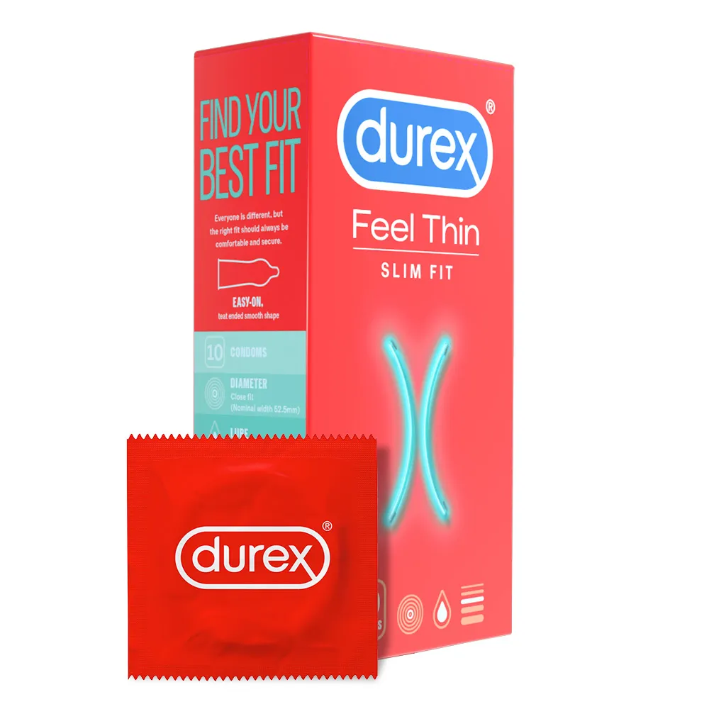 Prezervative Feel Thin Slim Fit, 10 bucati, Durex 