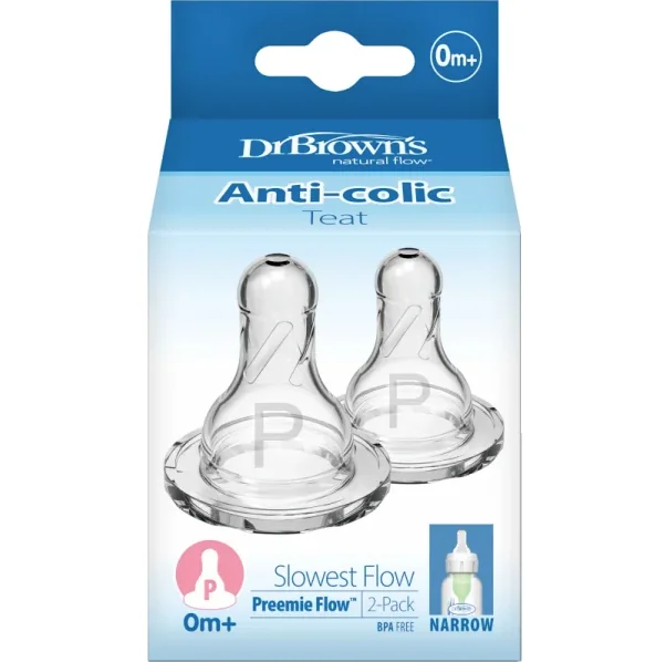 Tetine silicon gat ingust pentru prematuri, 2 bucati, Dr. Brown's