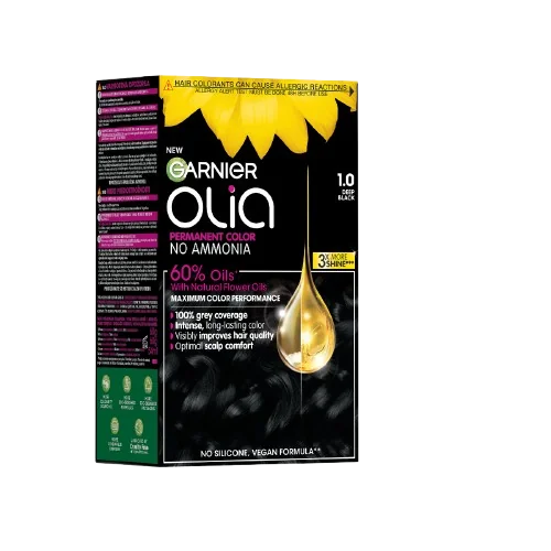 Vopsea de par permanenta fara amoniac 1.0 Night Black Olia, 174ml, Garnier