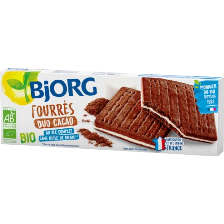 Biscuti bio umpluti cu crema de lapte, 150g, Bjorg