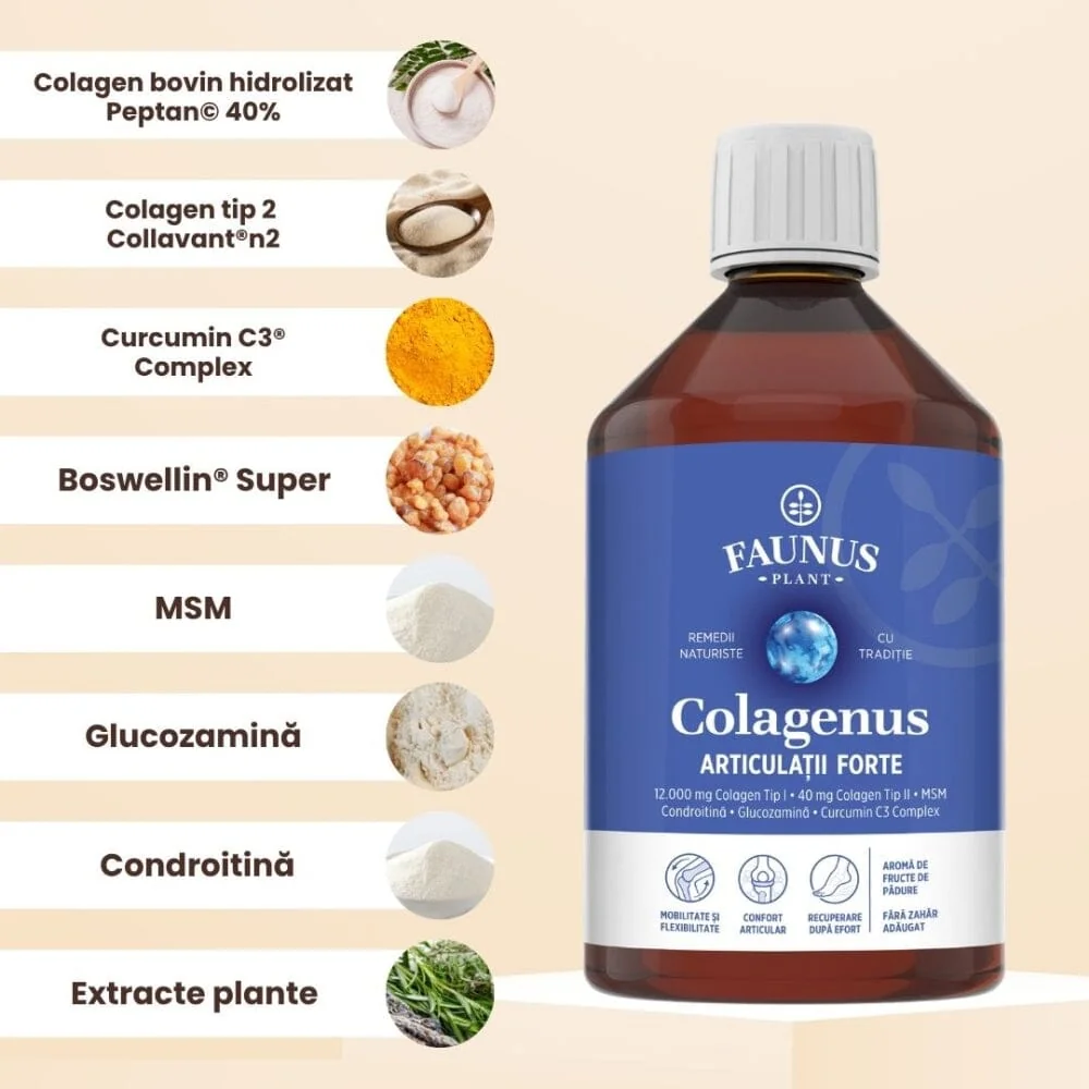 Colagen hidrolizat pentru articulatii Colagenus Articulatii Forte, 500ml, Faunus Plant
