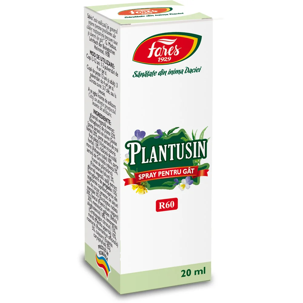 Spray pentru gat Plantusin, 20ml, Fares