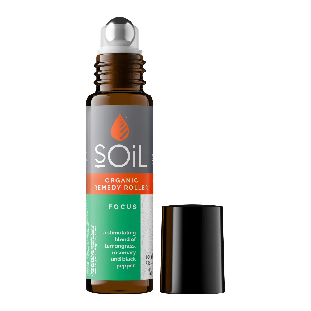 Roll-on cu uleiuri esentiale pure organice Ecocert concentrare Focus, 10ml, Soil