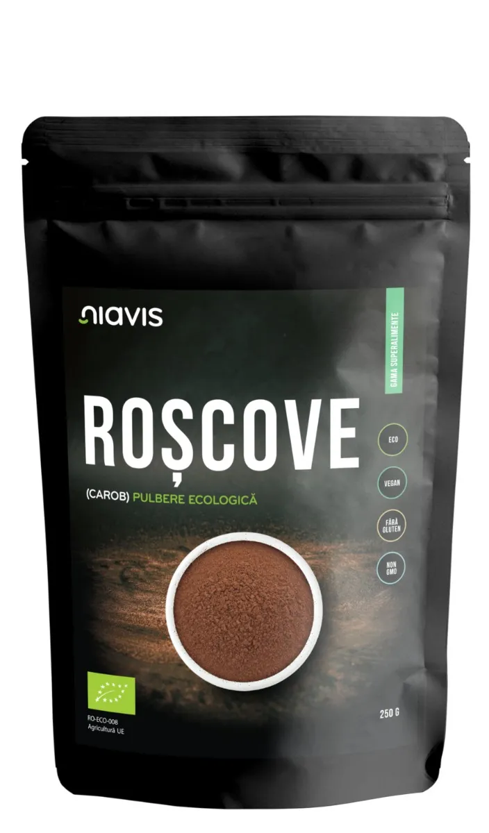 Roscove (Carob) Pulbere ecologica, 250g, Niavis