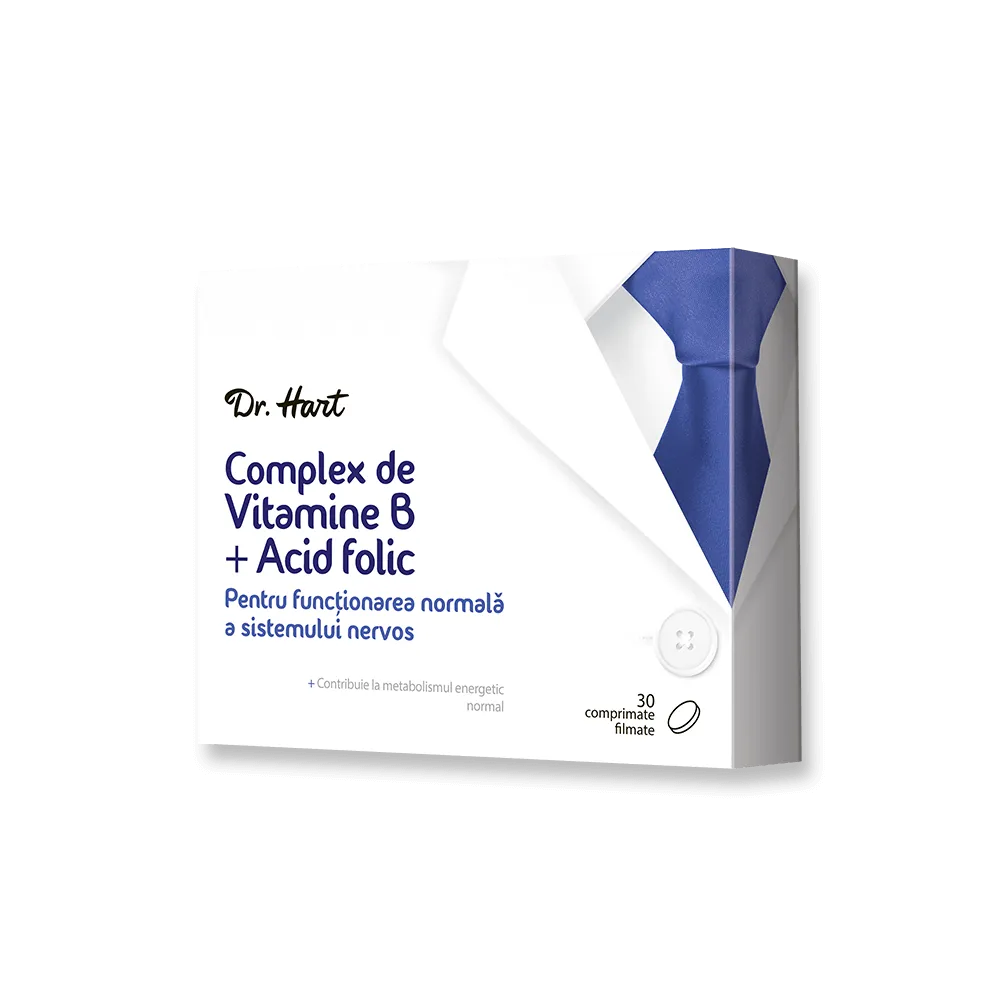 Dr.Hart Complex de vitamine B + acid folic, 30 comprimate