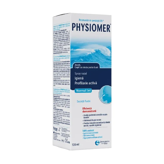 Spray nazal cu apa de mare izotona Physiomer, 135ml, Omega Pharma