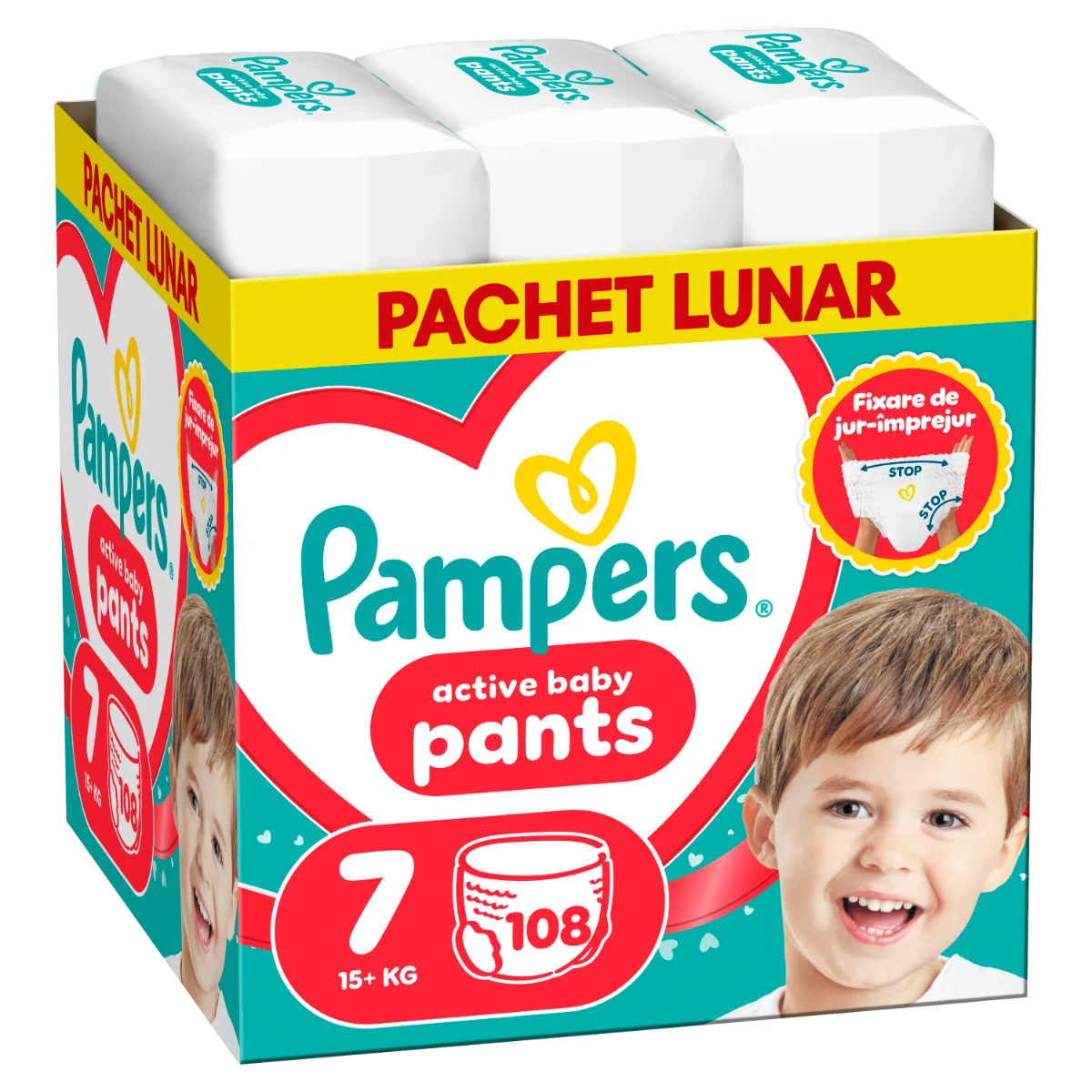 Scutece-chilotel Pants XXL Box Marimea 7 pentru 15+ kg, 108 bucati, Pampers