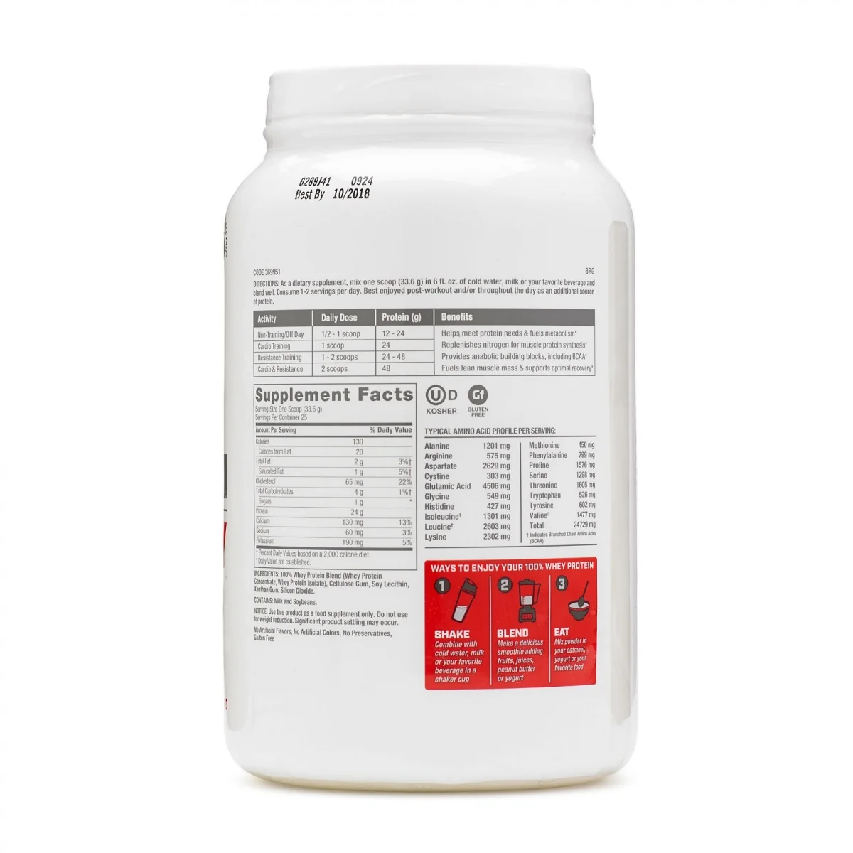 Proteina din zer fara aroma Pro Performance, 840g, GNC
