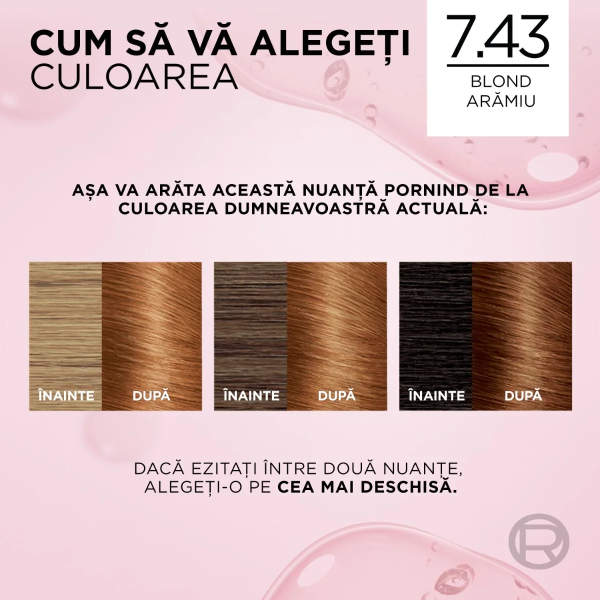 Vopsea de par permanenta Excellence Creme 7.43 Blond Aramiu, 192ml, L'Oreal Paris
