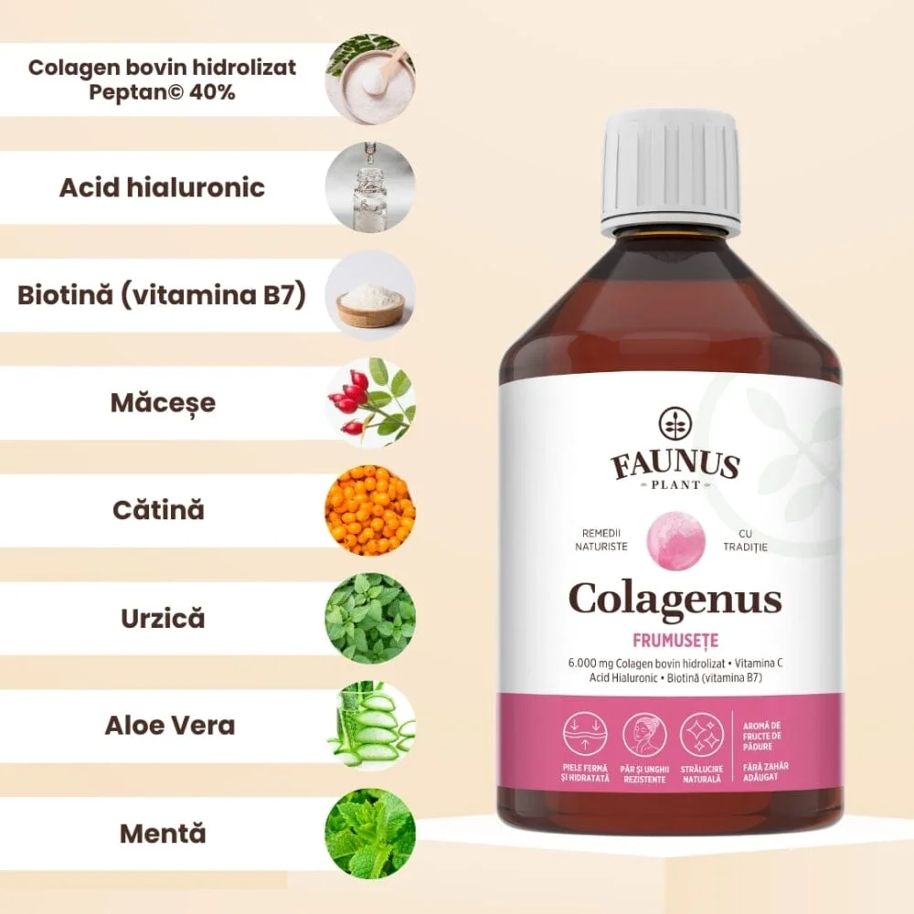 Colagen lichid pentru piele si par Colagenus Frumusete, 500ml, Faunus Plant
