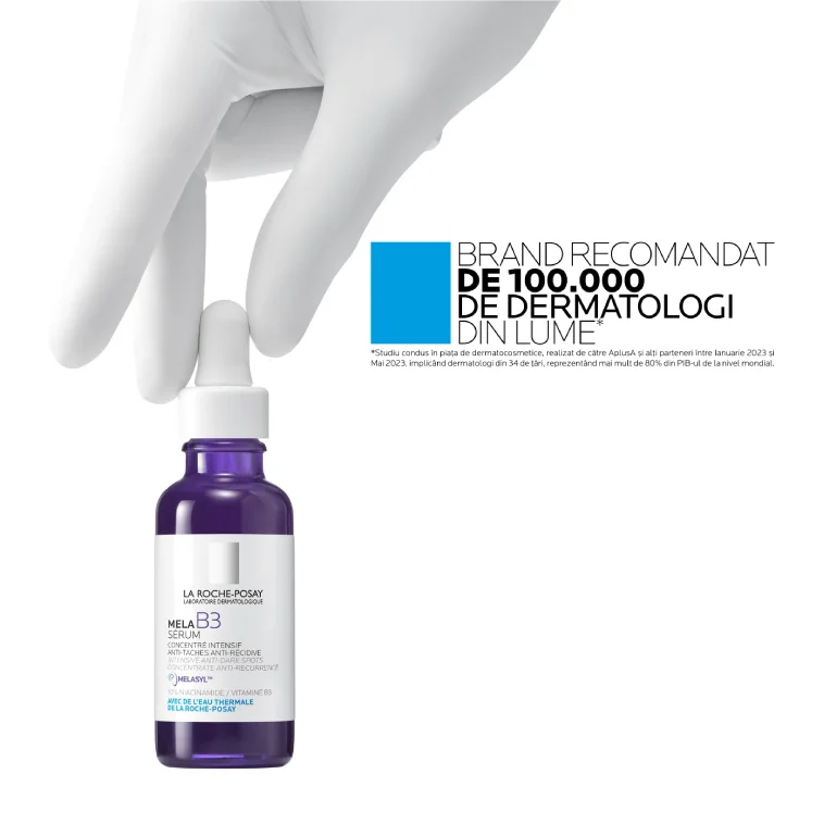 Ser concentrat intensiv pentru corectare pete pigmentare cu efect anti-recurenta pentru orice tip de ten Mela B3, 30ml, La Roche-Posay