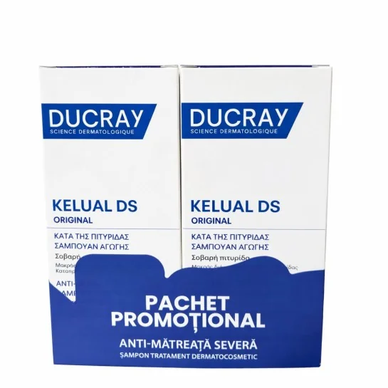 Pachet Sampon tratament anti-matreata severa Kelual DS, 100ml + 100ml, Ducray