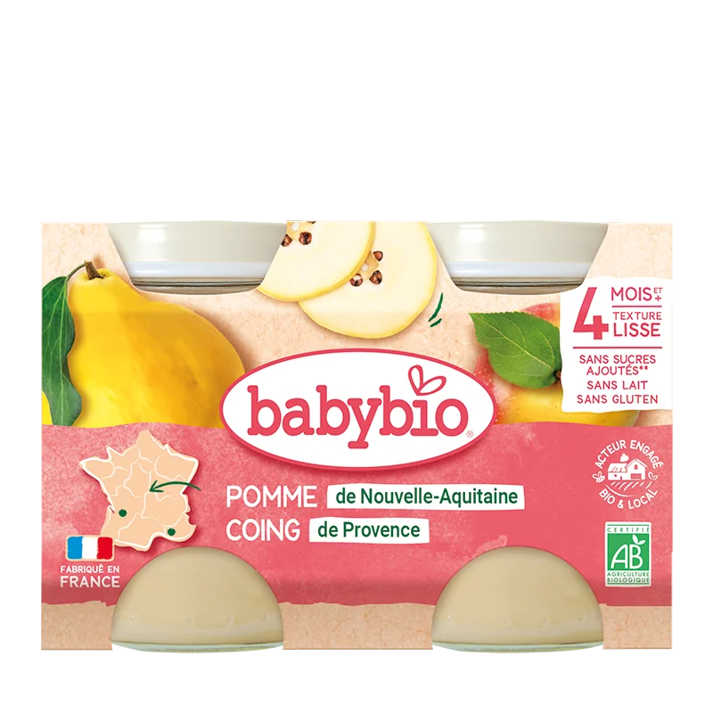 Piure de mere si gutui, 2 x 130g, BabyBio