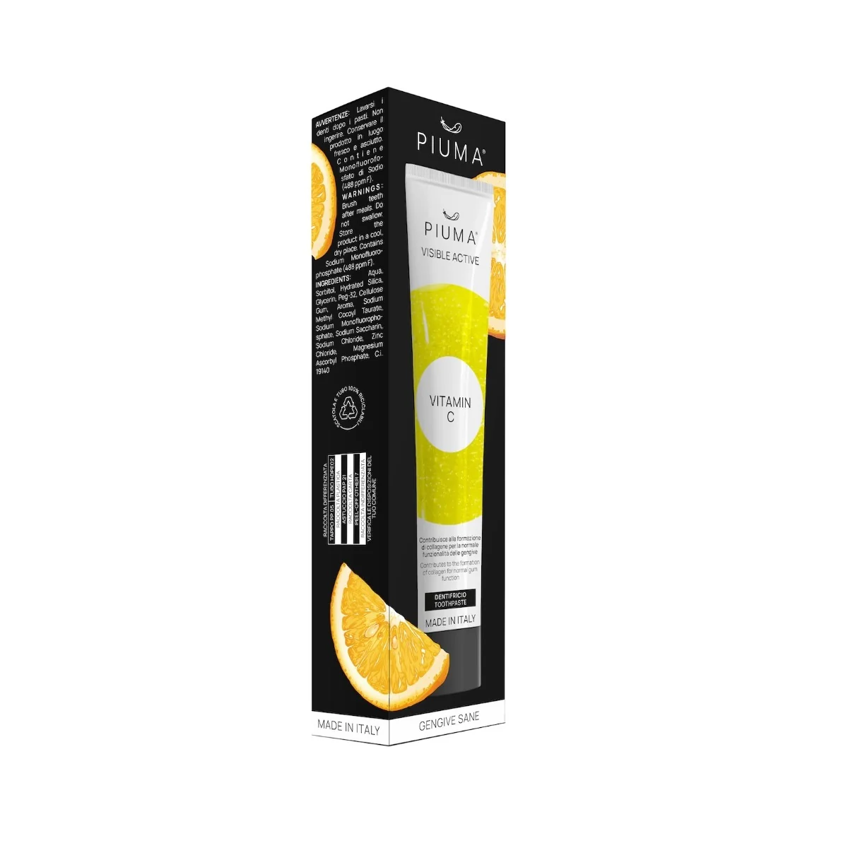 Pasta de dinti Visible active Vitamina C, 75ml, Piuma