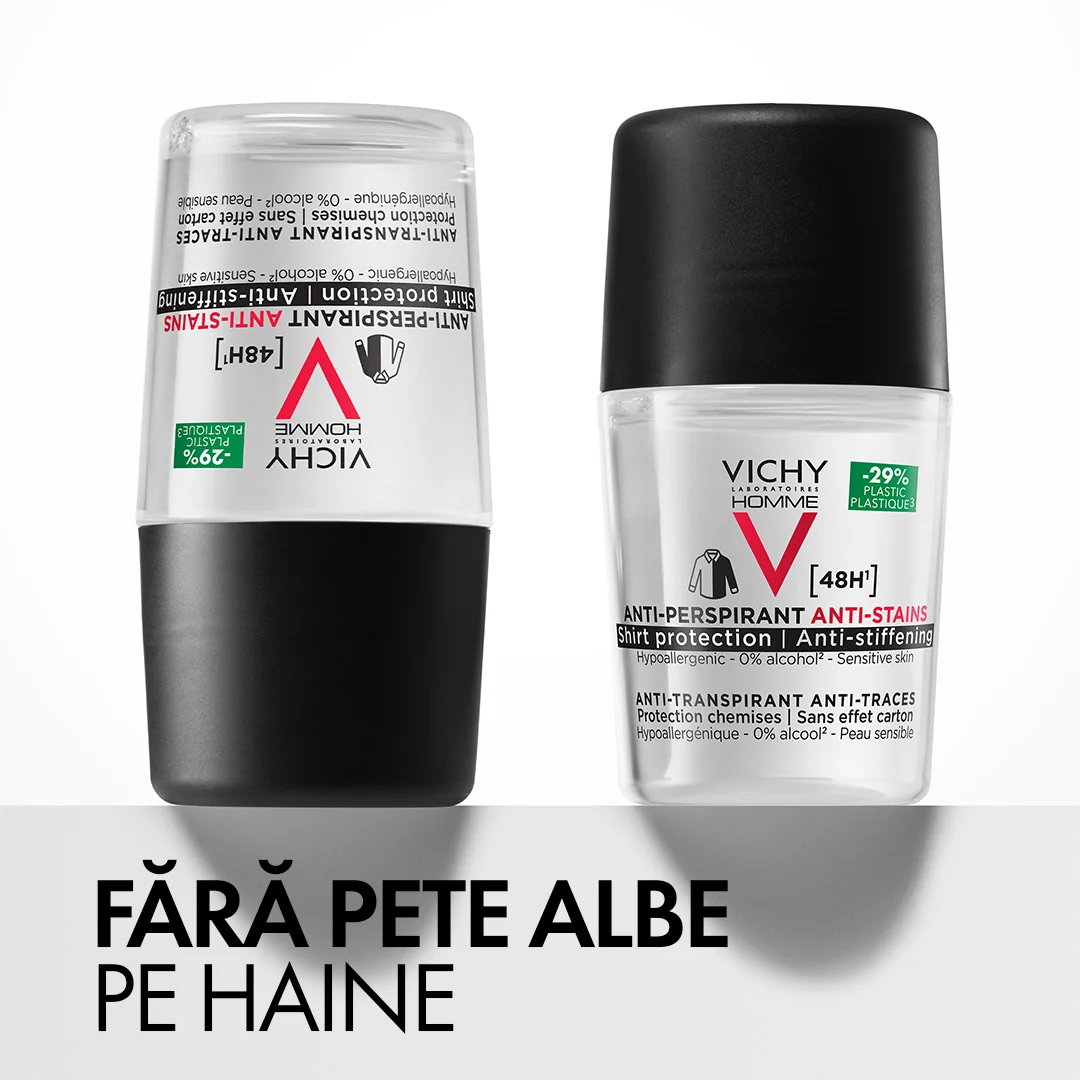 Deodorant roll-on pentru barbati anti-urme 48h Homme, 50ml, Vichy