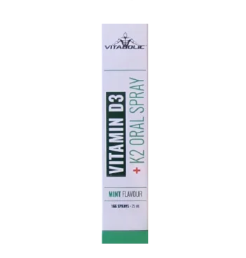 Spray oral cu vitamina D3+K2 cu aroma de Menta, 25ml, Vitabolic