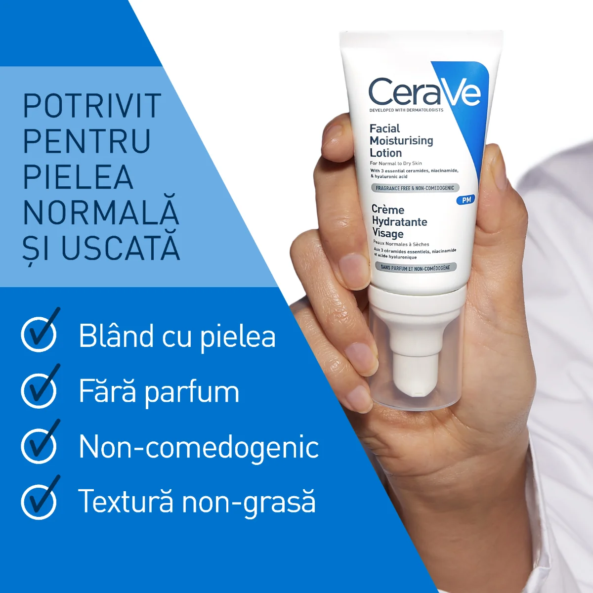 Crema hidratanta de fata ten normal-uscat, 52ml, CeraVe