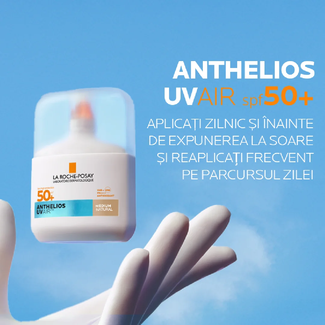 Serum de fata cu protectie solara SPF 50+ Nuanta Medium Natural Anthelios UVAir, 50ml, La Roche-Posay