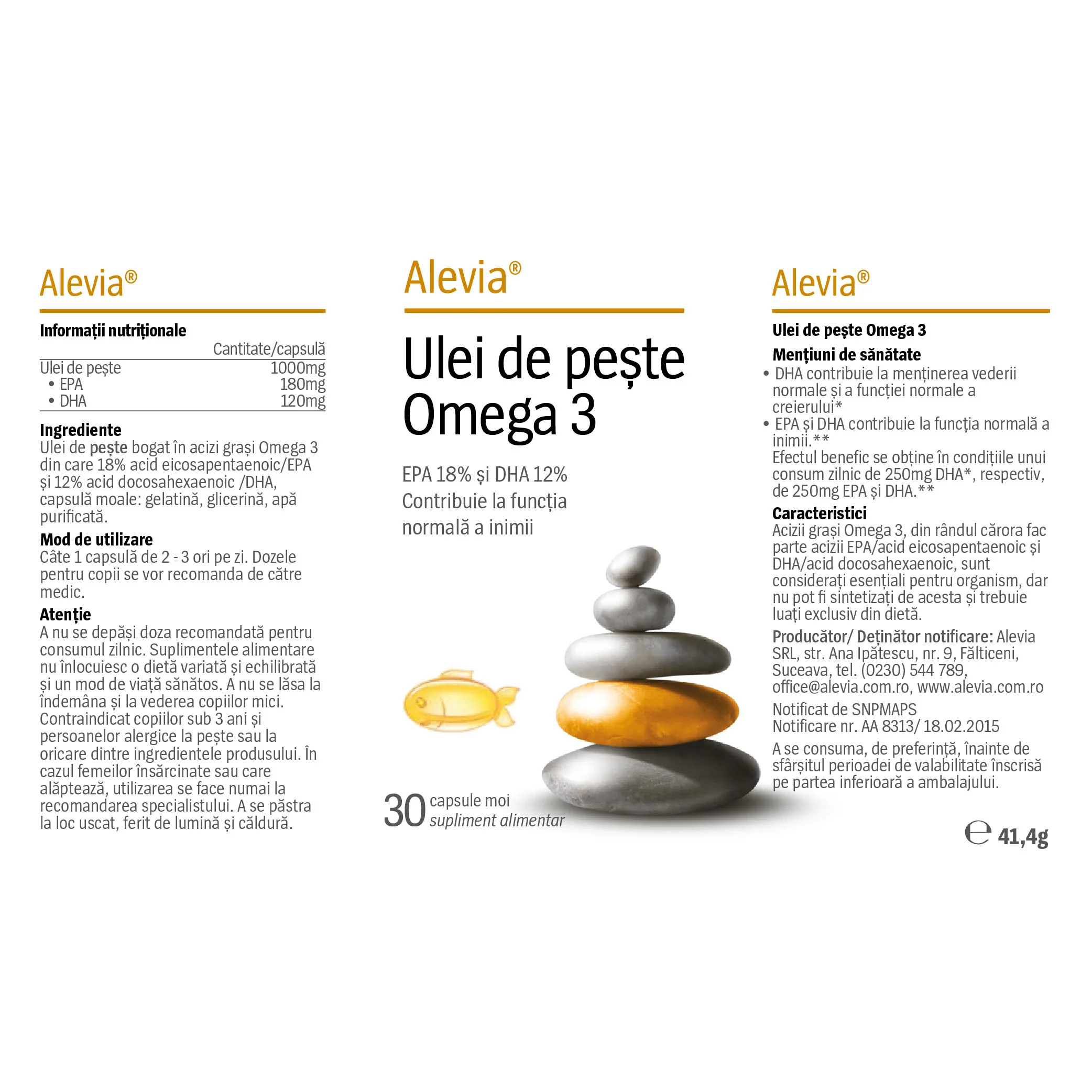 Ulei de peste Omega 3, 30 capsule, Alevia 