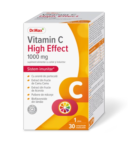 Dr. Max Vitamina C High Effect 1000mg, 30 comprimate masticabile 