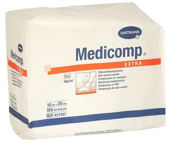 Comprese extra nesterile cu 6 straturi, 10 x 20cm, 100 buc, Medicomp