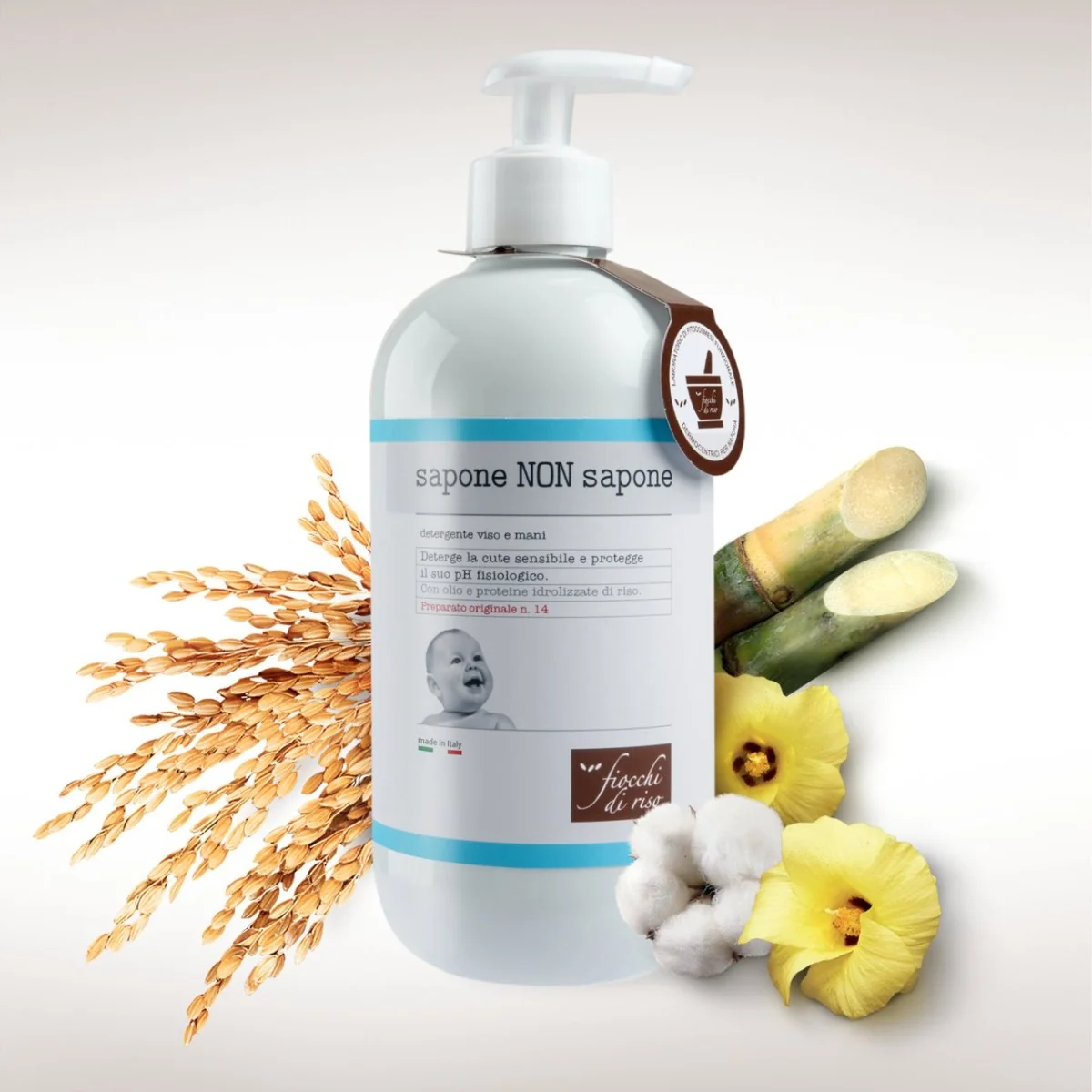 Gel de curatare pentru fata si maini 0 luni+, 400ml, Fiocchi di Riso