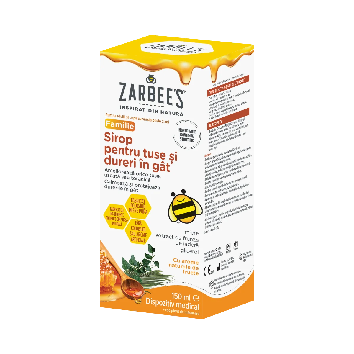 Sirop pentru tuse si dureri in gat, 150ml, Zarbee's