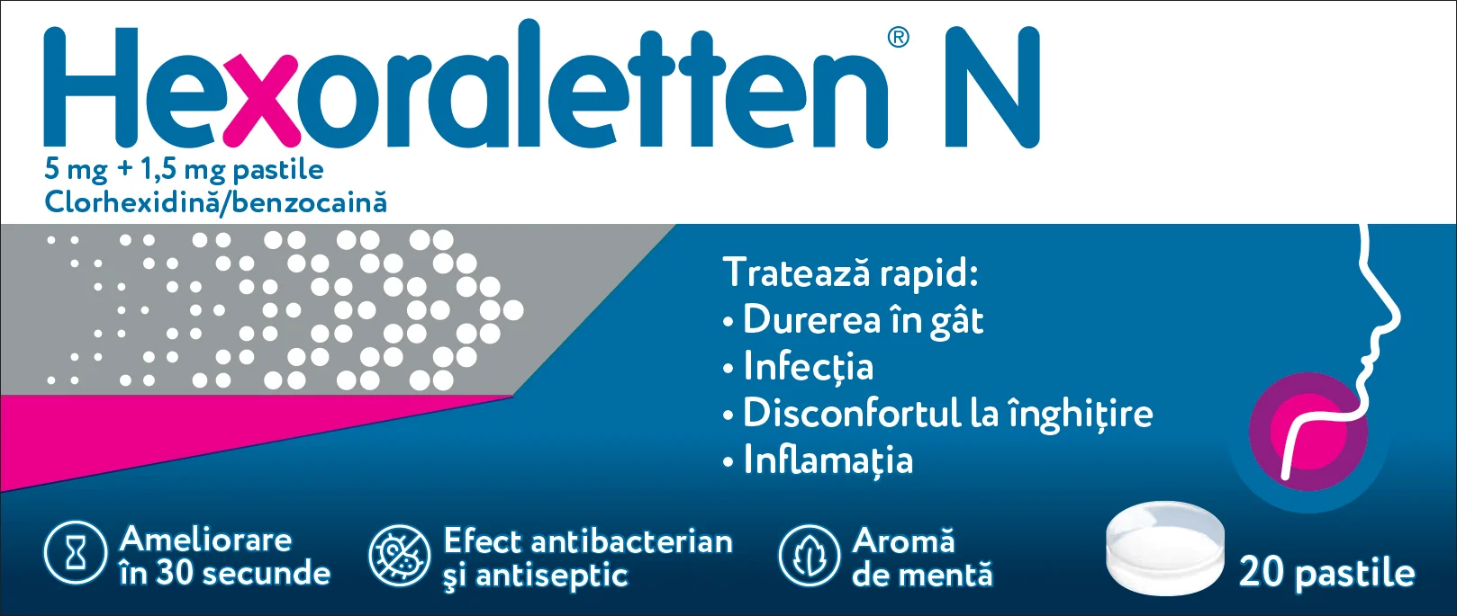 Hexoraletten N, 20 pastile, Johnson&Johnson