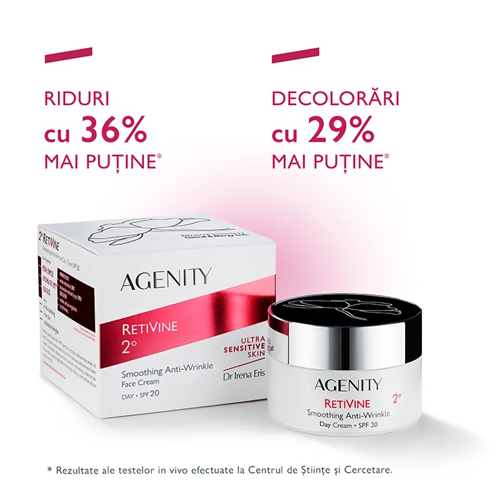 Crema de zi antirid cu efect de netezire RetiVine 2 SPF20, 50ml, Agenity