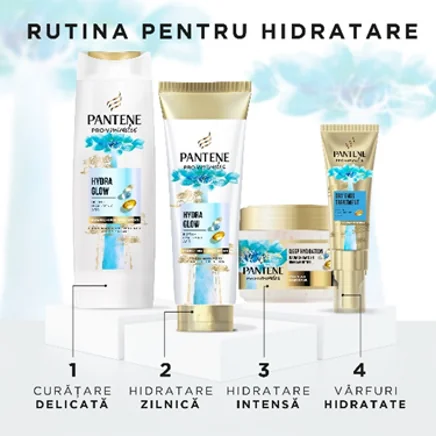 Rutina Pantene Pro-V Hydra Glow pentru curatarea, hidratarea si ingrijirea parului uscat. Rutina Pantene Pro-V Hydra Glow pentru curatarea, hidratarea si ingrijirea parului uscat.