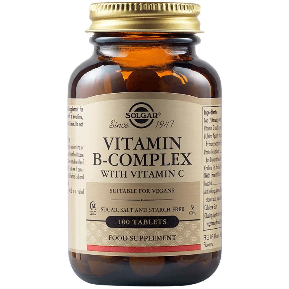 Complex Vitamina B cu Vitamina C, 100 tablete, Solgar