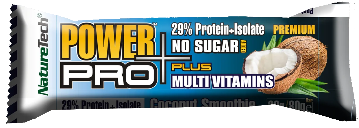 Baton energizant cu aroma de cocos Power Pro Plus, 80g, Nature Tech
