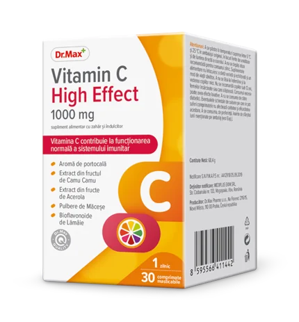 Dr. Max Vitamina C High Effect 1000mg, 30 comprimate masticabile