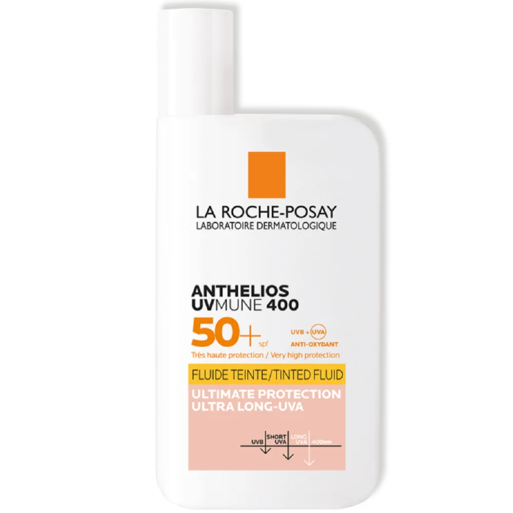 Fluid colorat cu protectie solara SPF 50+ textura ultra-fluida pentru ten sensibil Anthelios UV-Mune 400, 50ml, La Roche-Posay