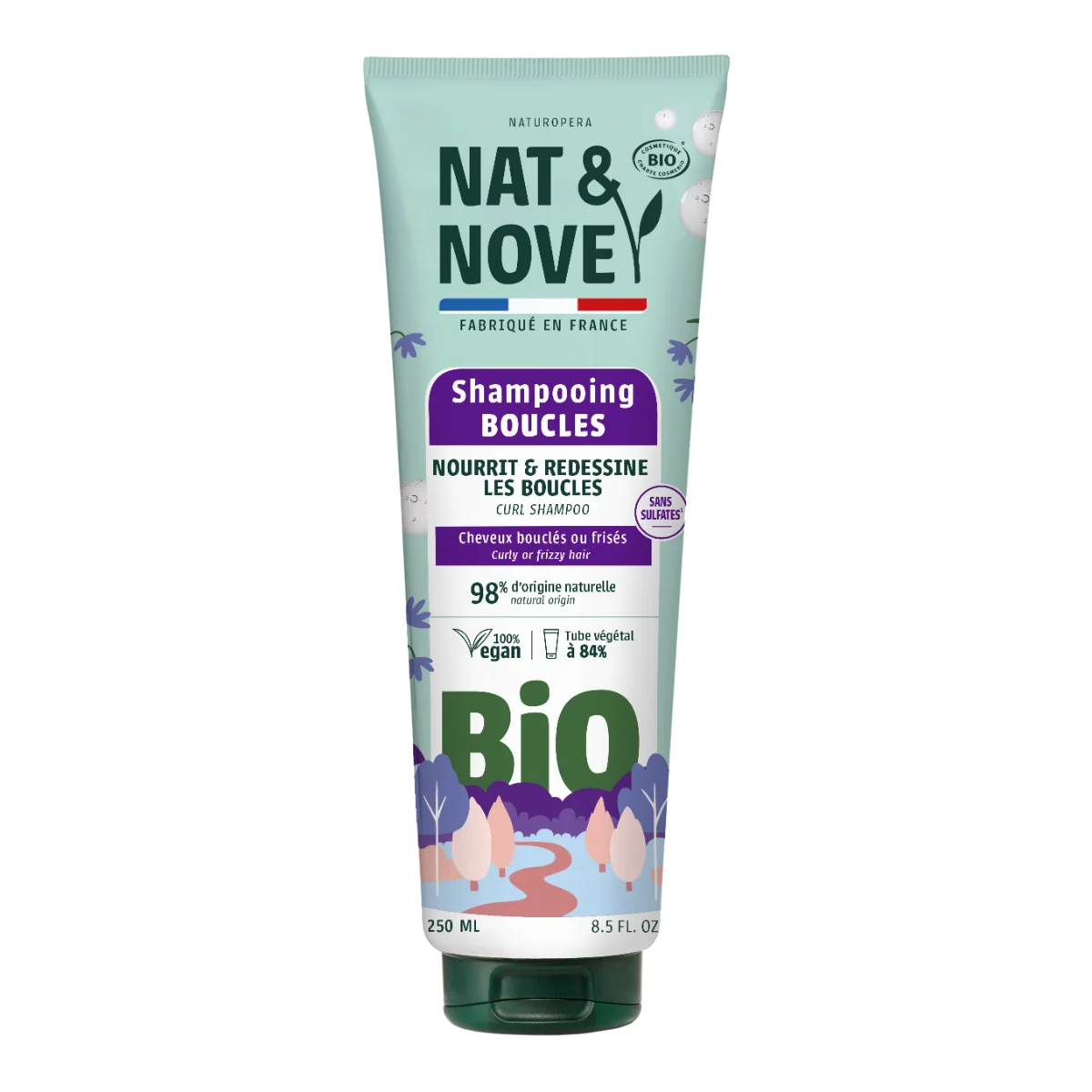 Sampon pentru par cret cu extract de nalba Bio, 250ml, Nat&Nove