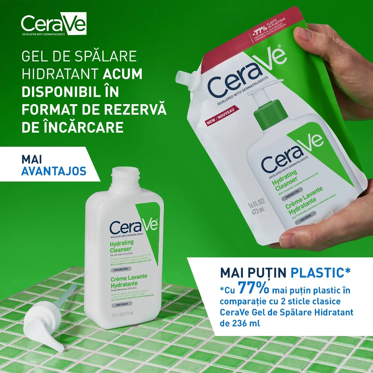 Rezerva Gel de spalare hidratant pentru piele normal-uscata, 473ml, CeraVe
