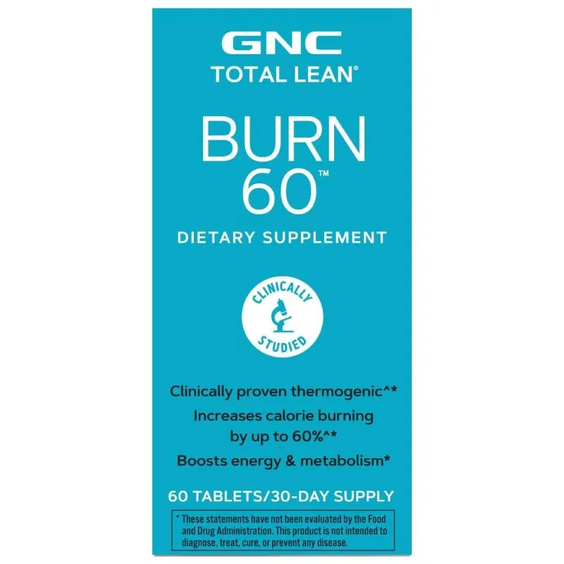 Formula termogenica pentru stimularea metabolismului Total Lean Burn 60, 60 tablete, GNC 