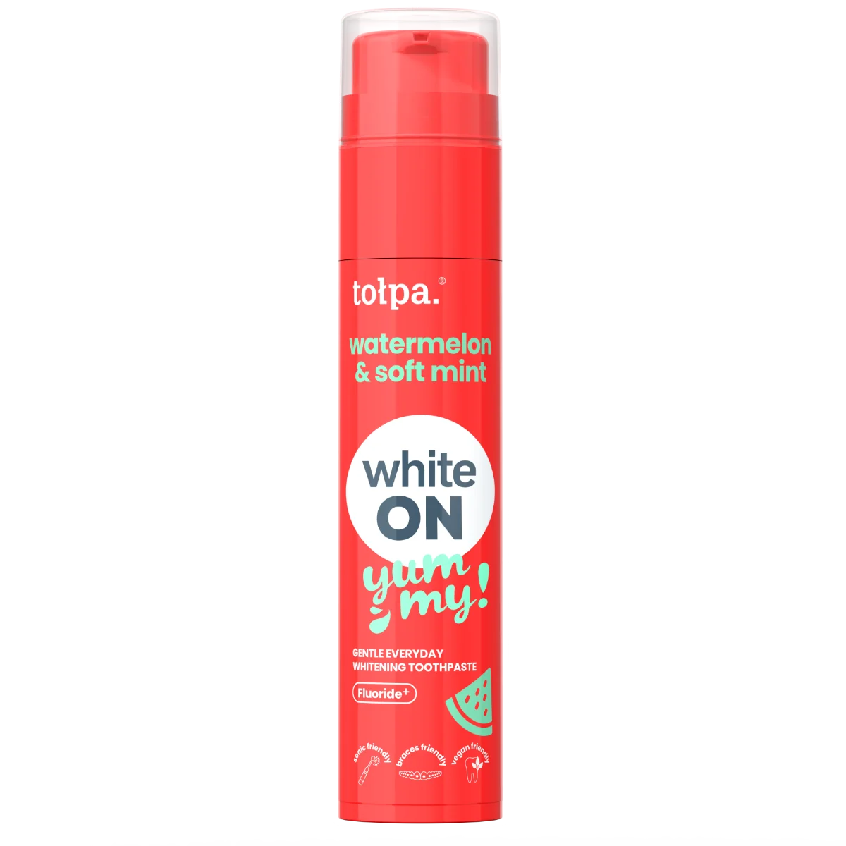 Pasta de dinti cu aroma de pepene rosu si menta White On, 60g, Tolpa