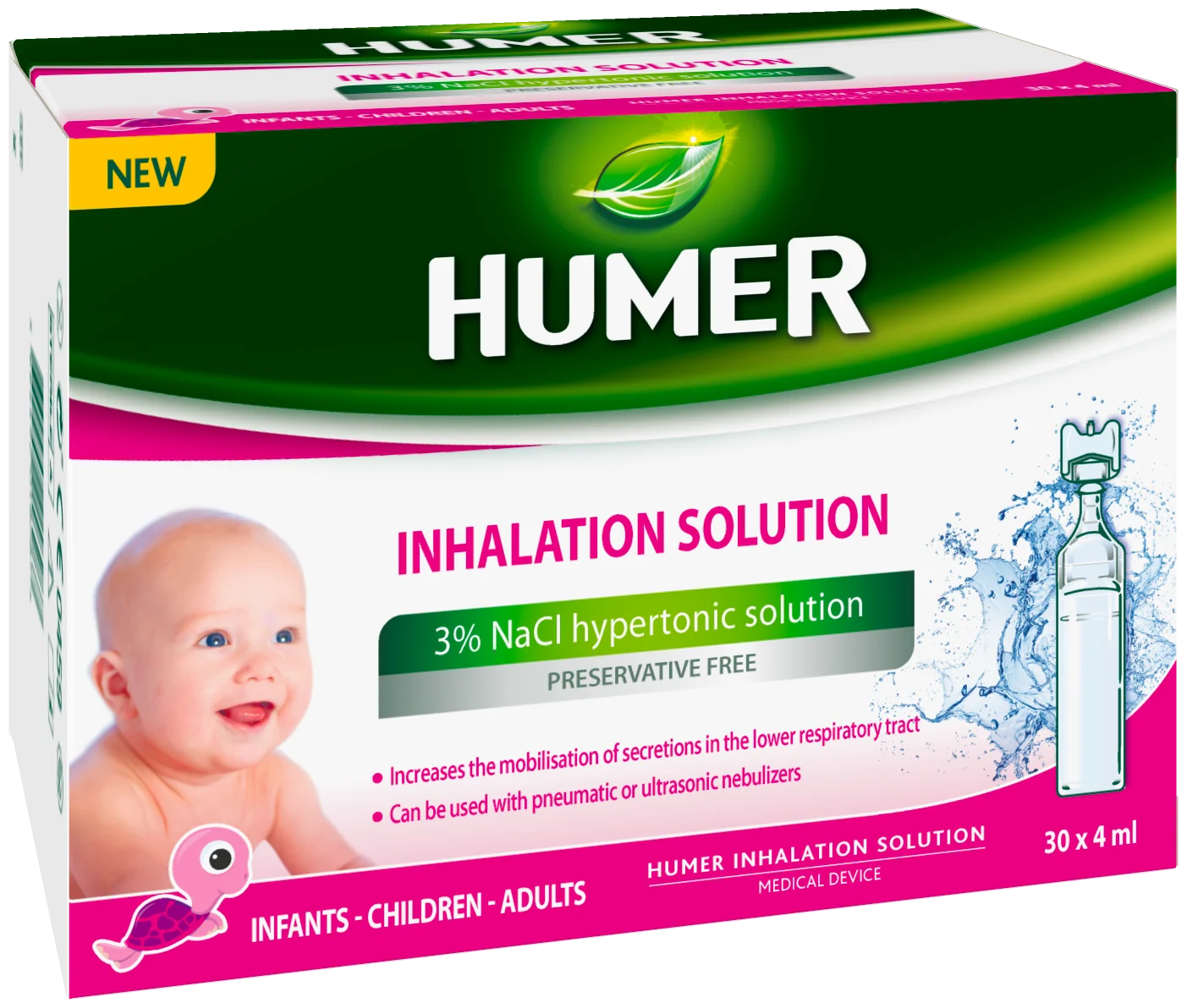 Solutie hipertonica inhalator 3%, 30 x 4ml, Humer