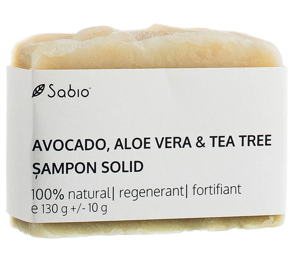 Sampon solid de Avocado, Aloe Vera si Tea Tree, 130g, Sabio