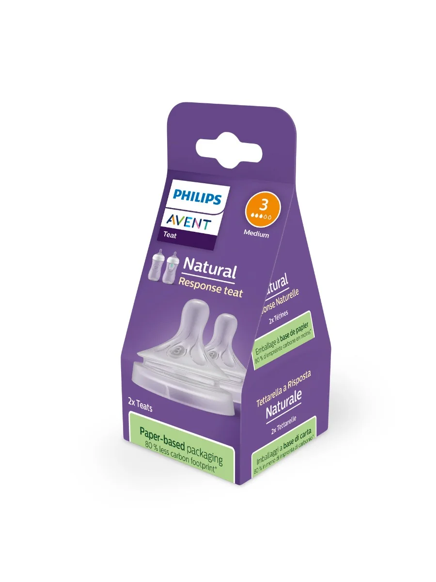 Set tetine cu debit lent pentru +1 luna Natural Response SCY963/02, 2 bucati, Philips Avent