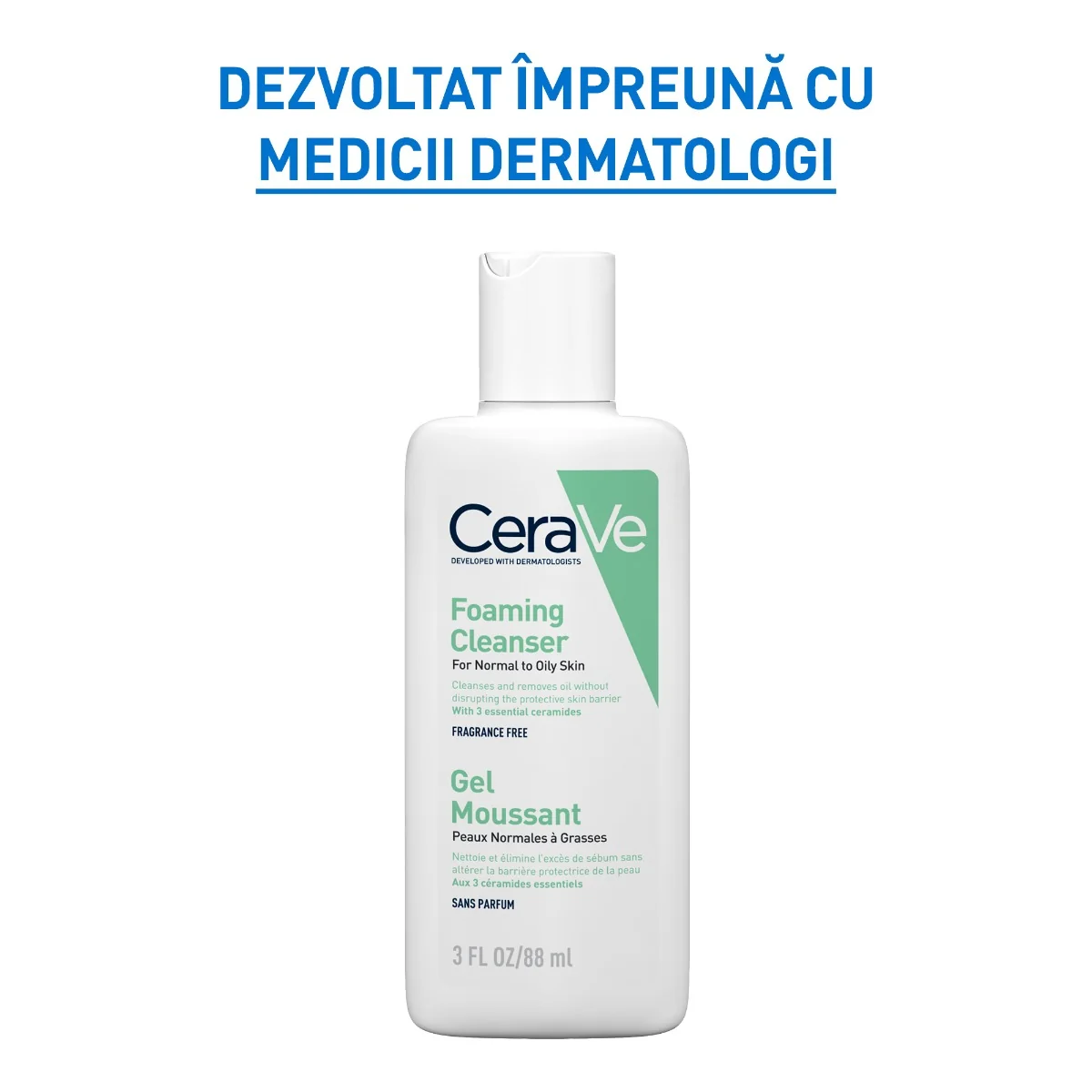 Gel de curatare spumant pentru pielea normal-grasa Travel Size, 88ml, CeraVe