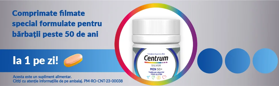 Comprimate filmare special formulare pentru barbatii peste 50 de ani, cutia centrum men 50+ incadrata intr-un cerc Comprimate filmare special formulare pentru barbatii peste 50 de ani, cutia centrum men 50+ incadrata intr-un cerc