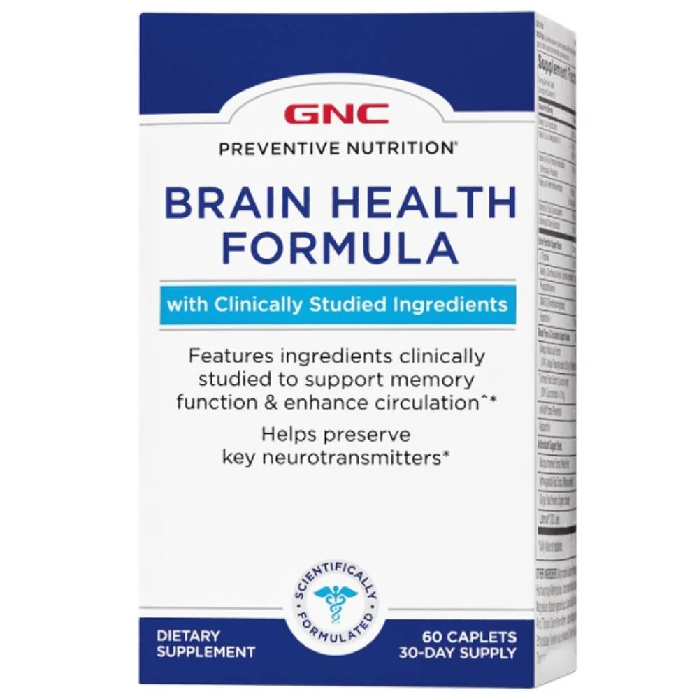 Formula pentru sanatatea creierului si sistemului nervos Preventive Nutrition Brain Health, 60 tablete, GNC 