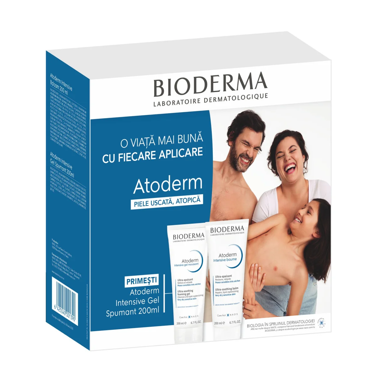 Pachet balsam Atoderm Intensive 200ml + Gel spumant Atoderm Intensive 200ml, Bioderma